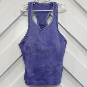 Lululemon Ebb To Street Cropped Racerback Tank Marble Dye Charged Indigo Size 8